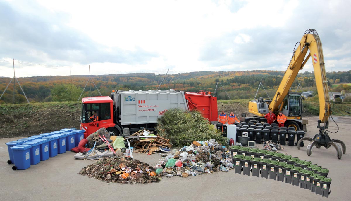 Beispielfoto (Montage) der Abfallmengen, die der neuen Standardgebühr von 212,92 € entsprechen 