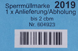 Sperrmüllmarke 2019