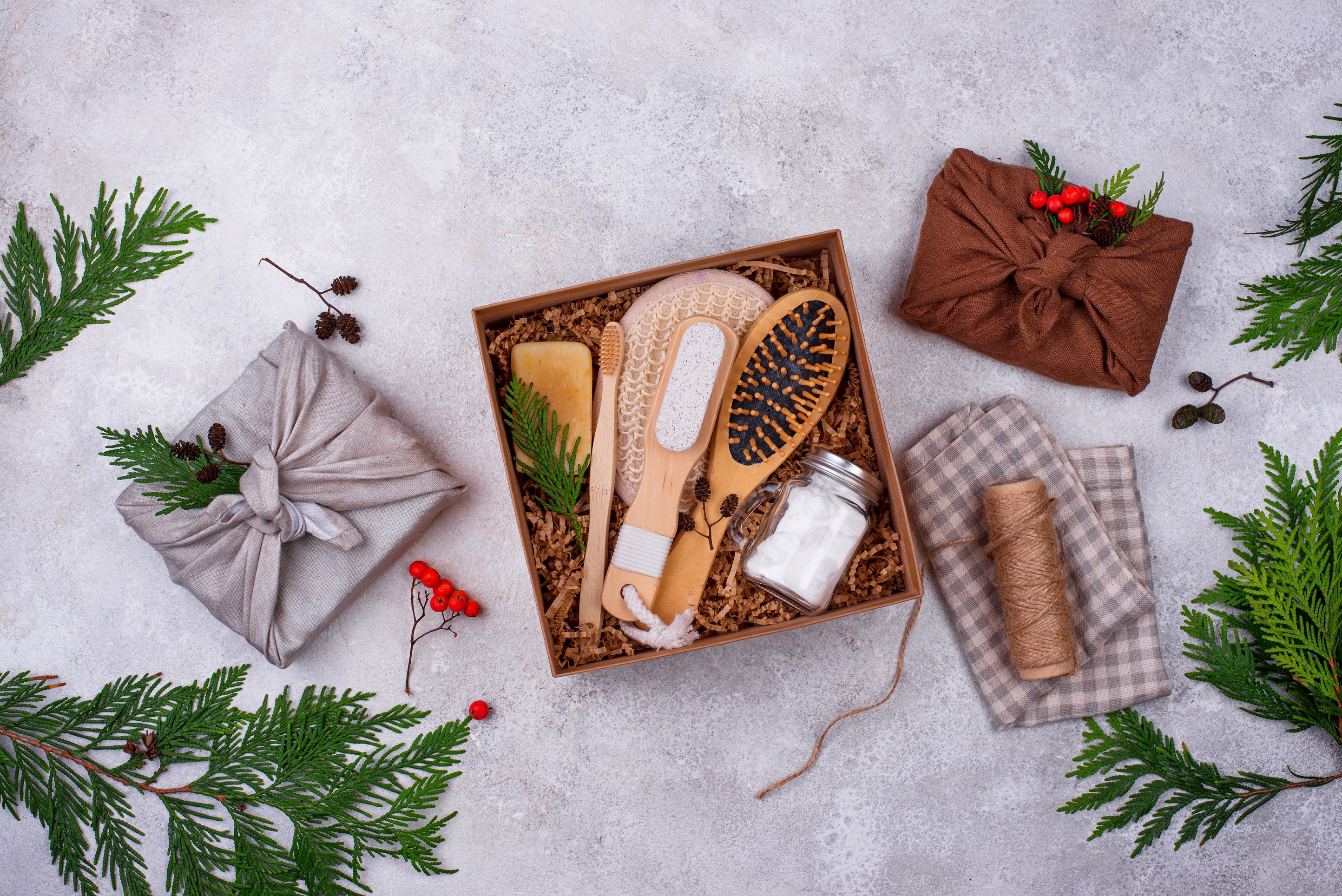 Christmas care package with sustainable gift