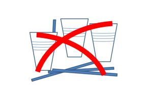 EinwegBecherRöhrchen durchgestrichen